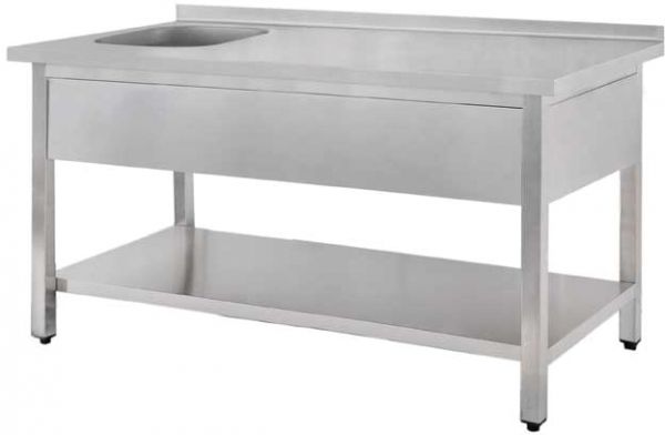 Preparation Table 1600 X 700 X 850mm With Sink Left 400 X 400 X 250mm